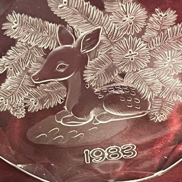 VTG Baby Deer Fir Branches Clear Acrylic 1983 Christmas Ornament 3.25" - Picture 7 of 9